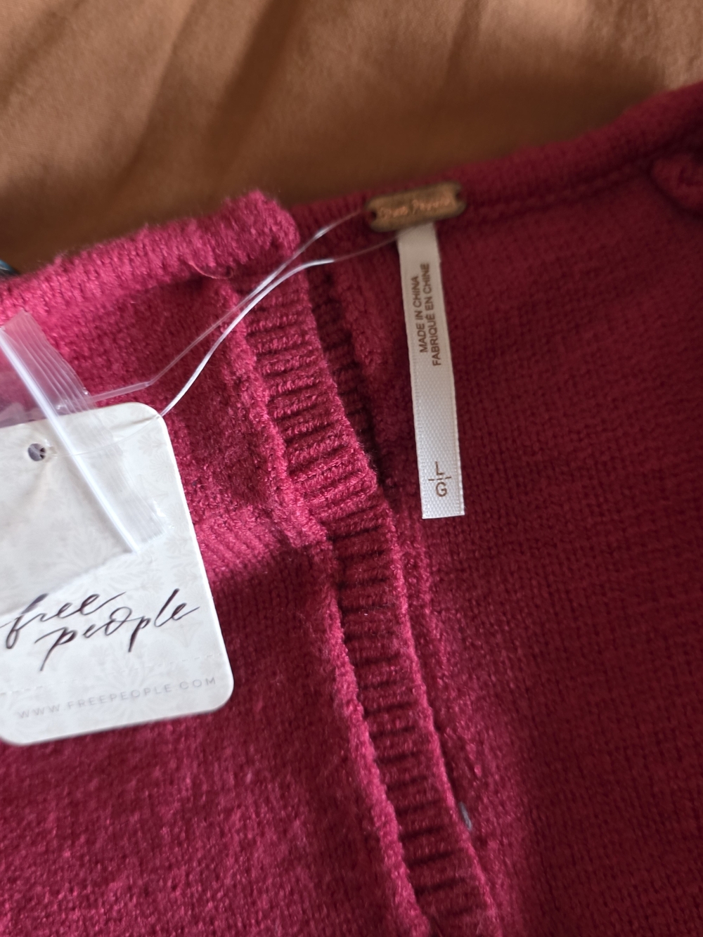 Free People Red Cable-Knit V-Neck Backless Sweater Dress - Picture 4 of 5